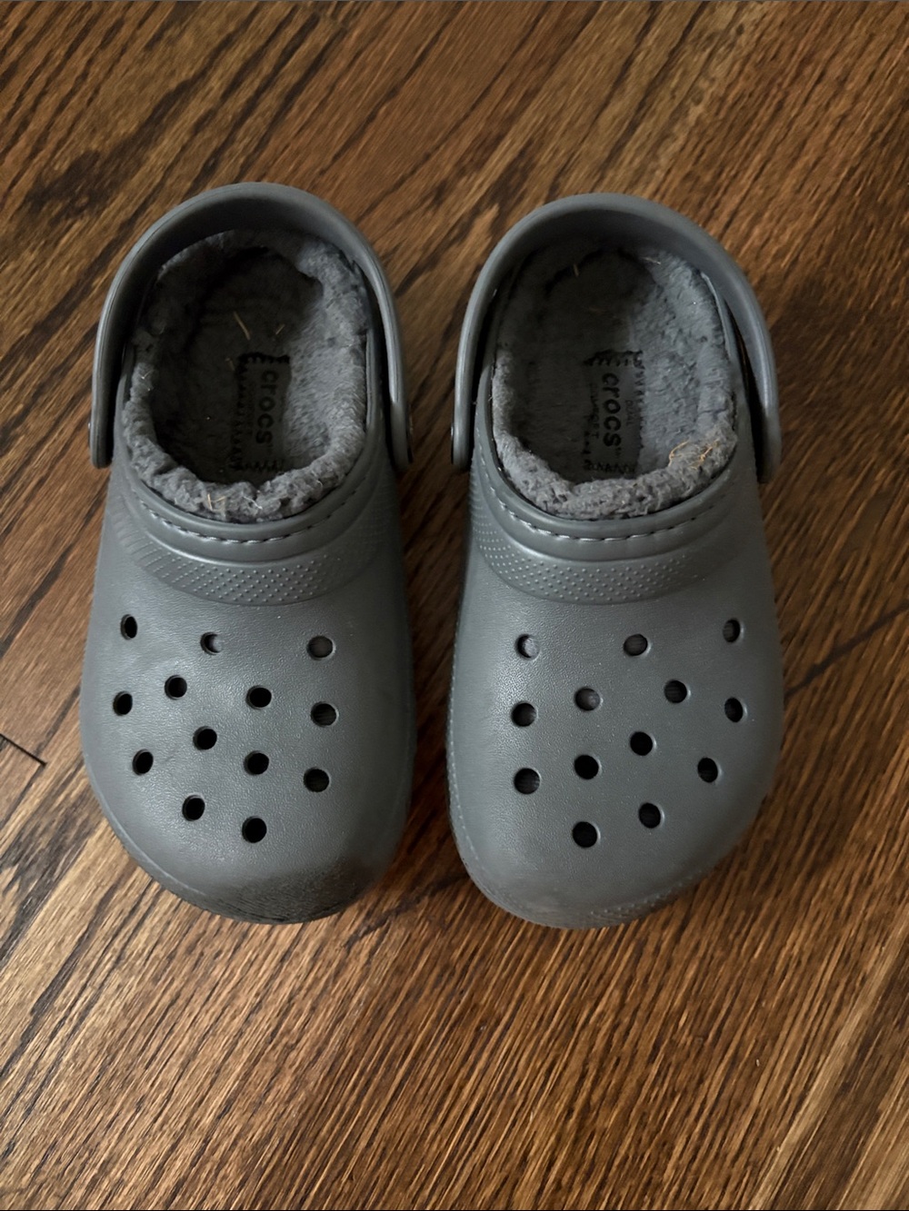 CROCS Kids Gray Fleece-Lined Clogs